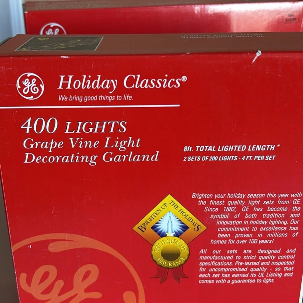 2 GE Holiday Classics Grape Vine Light Decorating Garland